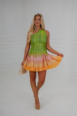Sunset Glow Dress-Lime Multi