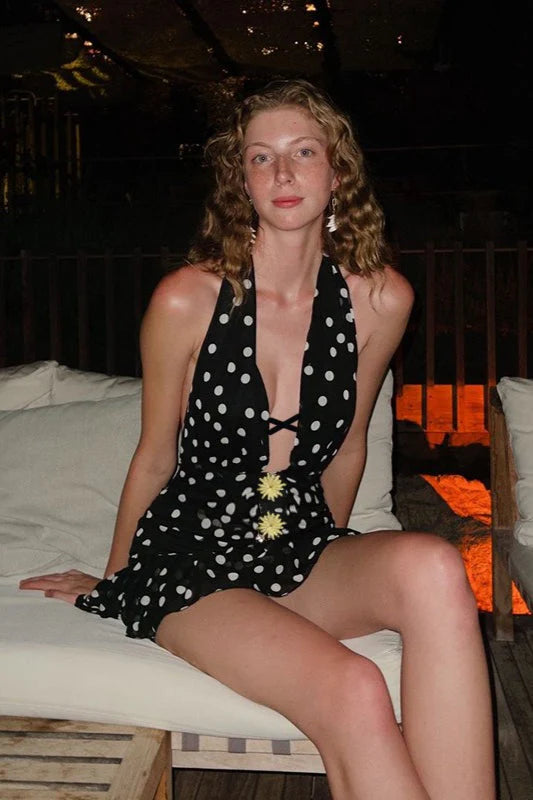 Sexy Polka Dot V-Neck Mini Dress