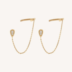 Double Piercing Fringe Drop Earrings