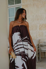 Emy Maxi Dress-Brown/White
