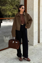 Minimalist Wool Cropped Jacket