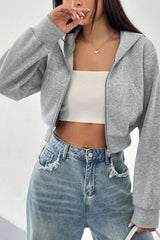 Short Zip Up Hoodie Coat
