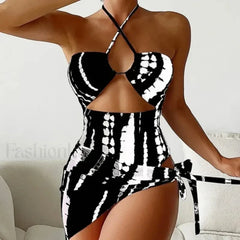 Cross Halter Mini Skirt Three Piece Set