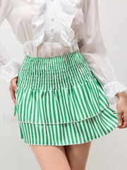 Plaid Cake Ruffle Mini Skirt