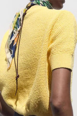 Short Sleeve Starfish Button Knit Cardigan