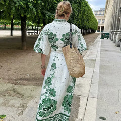 Printed Long-Sleeve Boho Dress