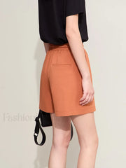 Minimalism Drawstring Casual Wide-leg Letters Embroidery Short