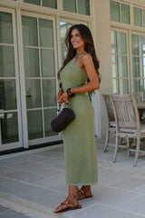 Sun Kissed Knit Halter Dress-Green