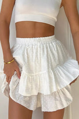 Solid High Waist Lace Tiered Bodycon Skirt