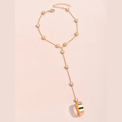 Vintage Minimalist Heart Charm Finger Bracelet