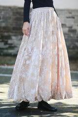 Vintage Velvet Tie Dye Swing Midi Skirt