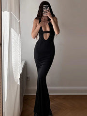 Solid Cutout Graceful Cami Long Dress