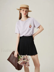 Cat Embroidered Korean Loose T-Shirt
