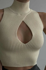 Ribbed Cutout Knit Top