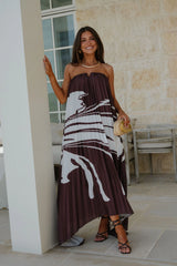 Emy Maxi Dress-Brown/White