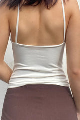 Front Cutout Slim Fit Halter Crop Tank Top