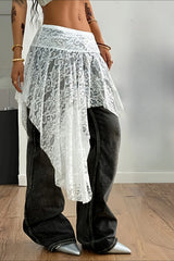 Y2K Punk Lace Asymmetric Midi Skirt