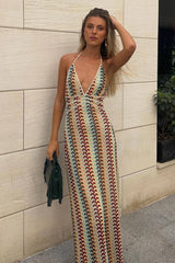 Crochet Knit Floral Vacation Boho Dress