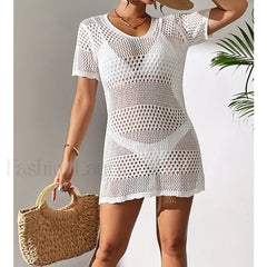 Sexy V-Neck Hollow Knit Cover Up
