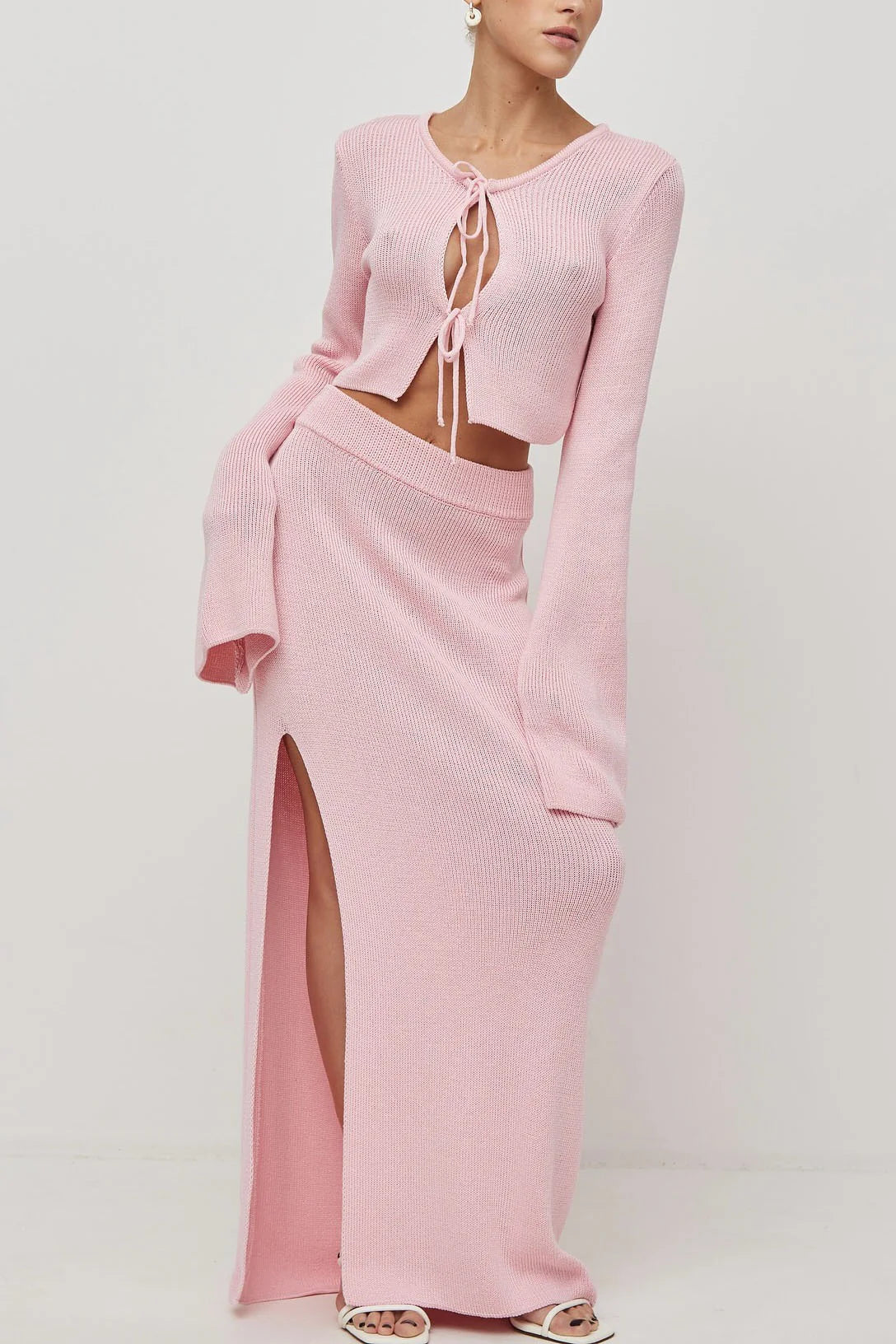 Bell Sleeve Cardigan Set Sweater Dress