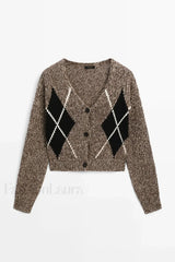 Brown Diamond Knit Cardigan