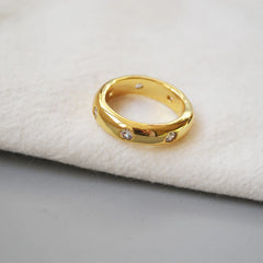 Polished Brass 18K Gold Zirconia Index Ring