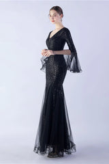 Sequin Ruffled Mesh Party Dress