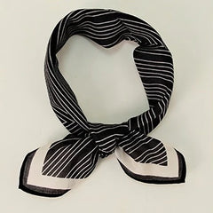 Silk Cotton Slim Square Mixed Print Neck Scarf
