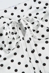 Polka Dot V-Neck Tie Waist Crop Top