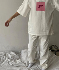 Pink Print Cotton T-Shirt
