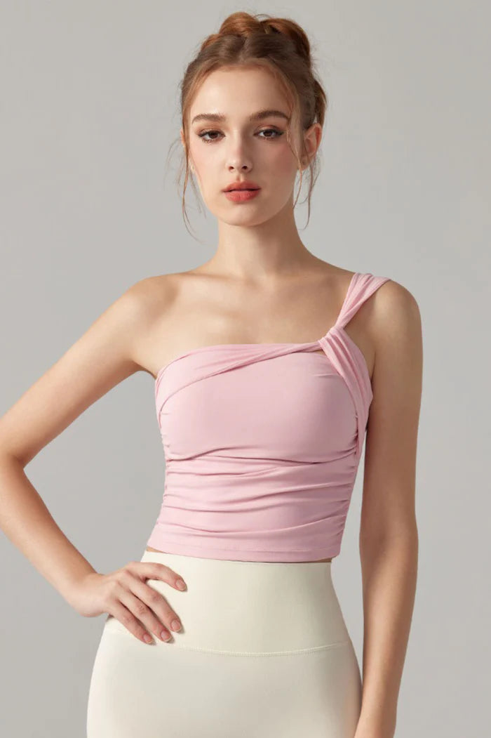 Romantic Single Shoulder Corset Bodycon Crop Top