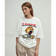 Hate Morning Cartoon Harajuku Loose Casual T-Shirt