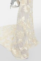 Strapless Slim Fit Floor Length Mesh Prom Dress