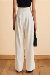 Asymmetrical Waist High Waist Wide Leg Casual Pants