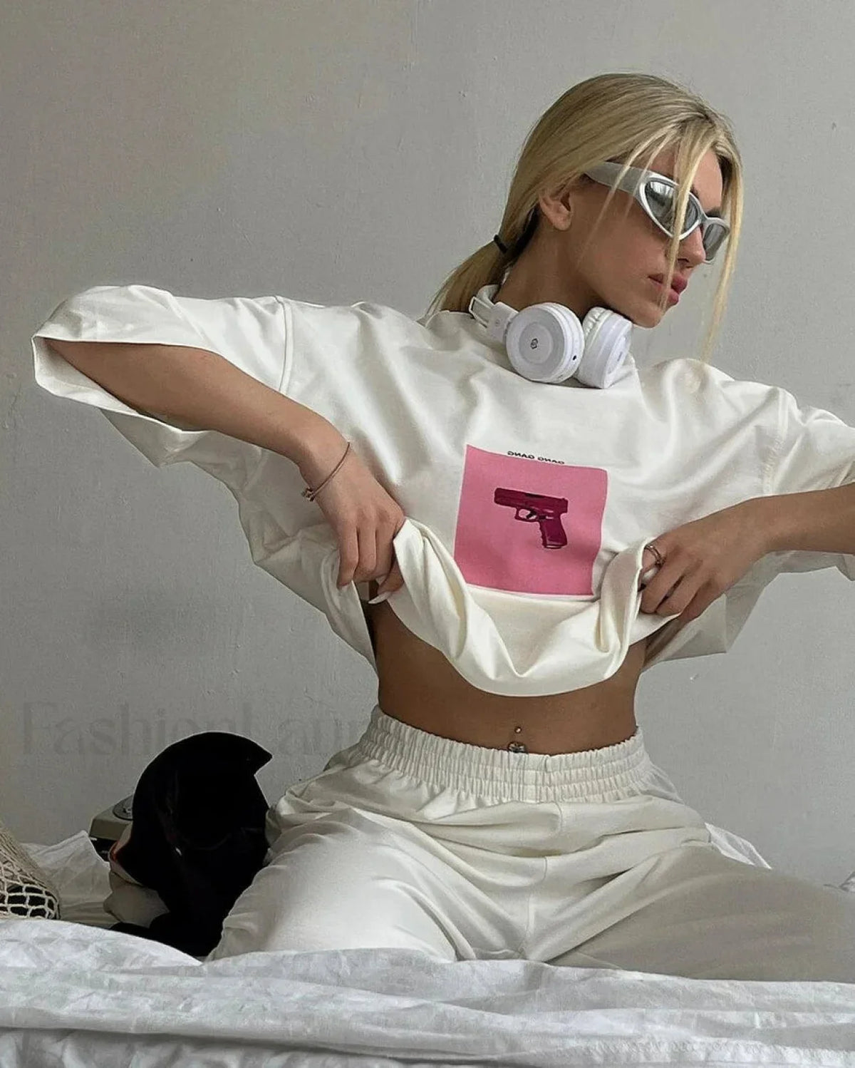 Pink Print Cotton T-Shirt