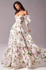 Off Shoulder Flowy Elegant Long Prom Dress