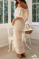 Hollow Tie Shawl Layered Vacation Dress