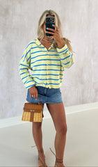 Cabana Striped Cardigan-Yellow