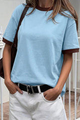 Color Block Ribbed Drop Shoulder Tee