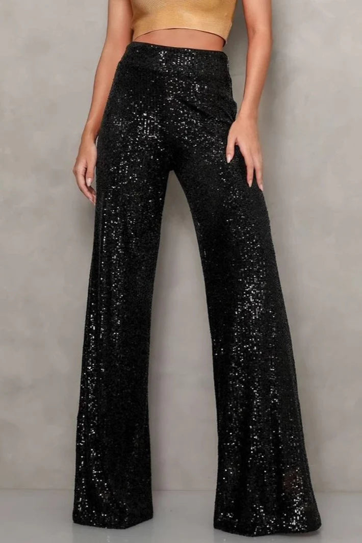 Elegant High Waist Wide Leg Straight Leg Pants