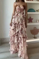 Chic V-Neck Pleated Boho Dress
