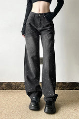 Ombre Wash Rhinestone Straight Leg Jeans