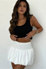 Solid Bubble Hem Mini Corset Waist Skirt