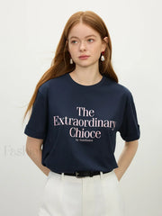 Casual Letter Round Neck Short T-Shirt