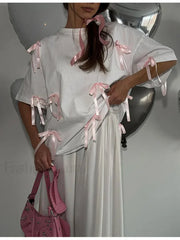 Sweet Bow Tassels Cotton T-Shirt