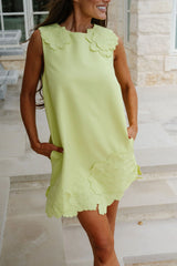 Layla Embroidered Mini Dress-Chartreuse