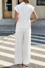 Relaxed Sleeveless Shirt Wide Leg Pants Set