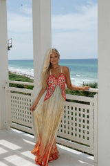 Milan Beaded Dress-Red Mix