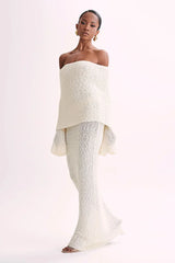 Off Shoulder One Shoulder Knit Sweater Dress