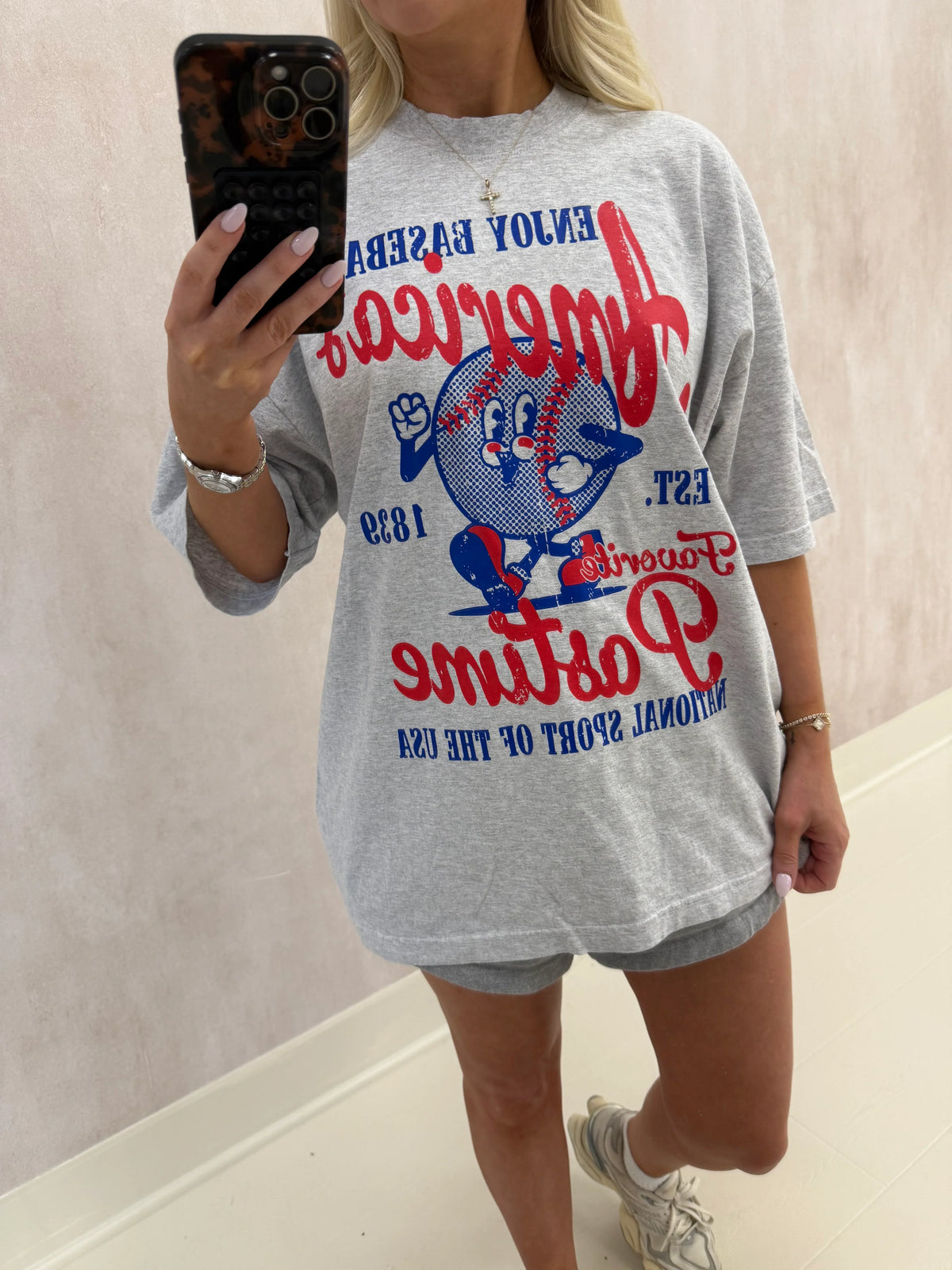 "America's Favorite Past Time" Tee -Ash Grey